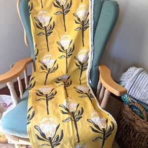 Mustard colored Floral Shower Curtain